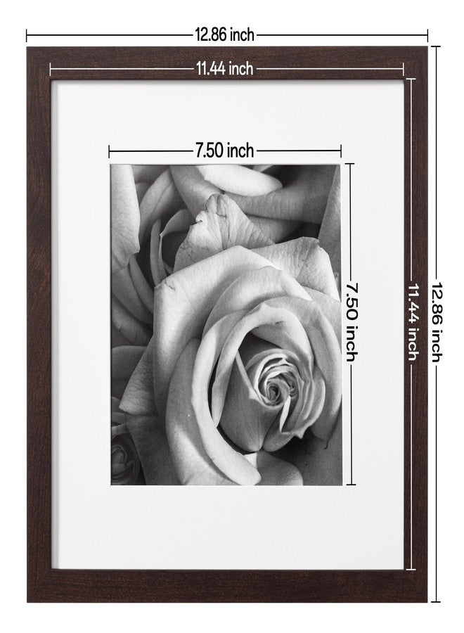 eletecpro 12x12 Picture Frames Set of 9 with Mat for 8x8 Photos or without Mat for 12x12, Square Gallery Wall Decor Collage for Picture Display, Walnut Brown Frame Set for Wall Hanging - Image 3