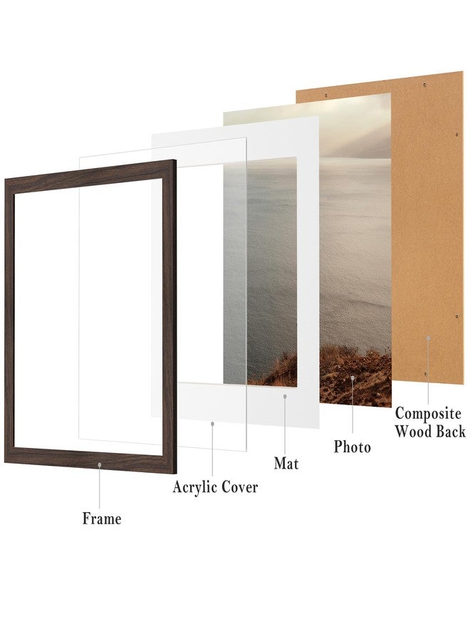 eletecpro 12x12 Picture Frames Set of 9 with Mat for 8x8 Photos or without Mat for 12x12, Square Gallery Wall Decor Collage for Picture Display, Walnut Brown Frame Set for Wall Hanging - Image 2