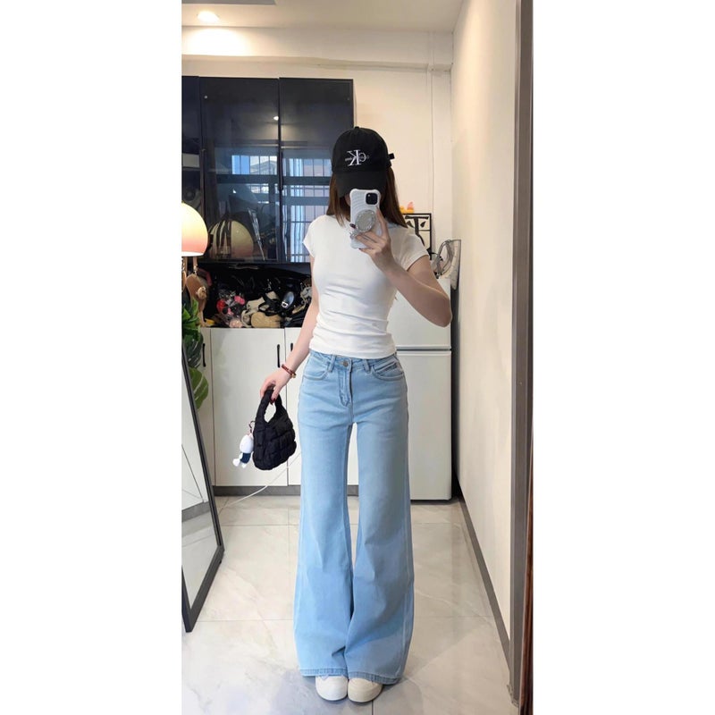 2025 High-Waisted Slimming And Height-Enhancing Loose Straight-Leg Drape Floor-Length Bell-Bottom Pants For Pear-Shaped Body - Image 2