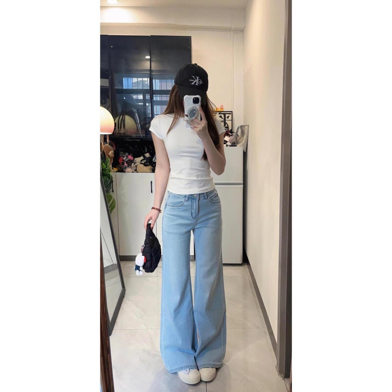 2025 High-Waisted Slimming And Height-Enhancing Loose Straight-Leg Drape Floor-Length Bell-Bottom Pants For Pear-Shaped Body - Image 4