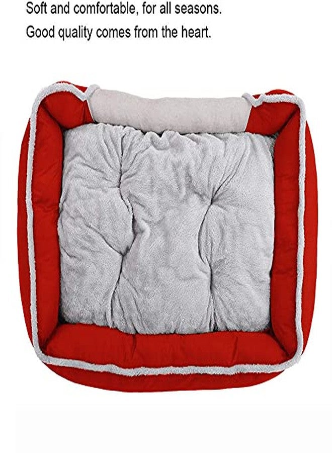 KOZI PET Soft Dog Bed Pet Sleeping Cushion Dogs & Cats House Warm Sofa Basket for Small, Medium and Large Pets, Durable (Small-Red) - Image 3