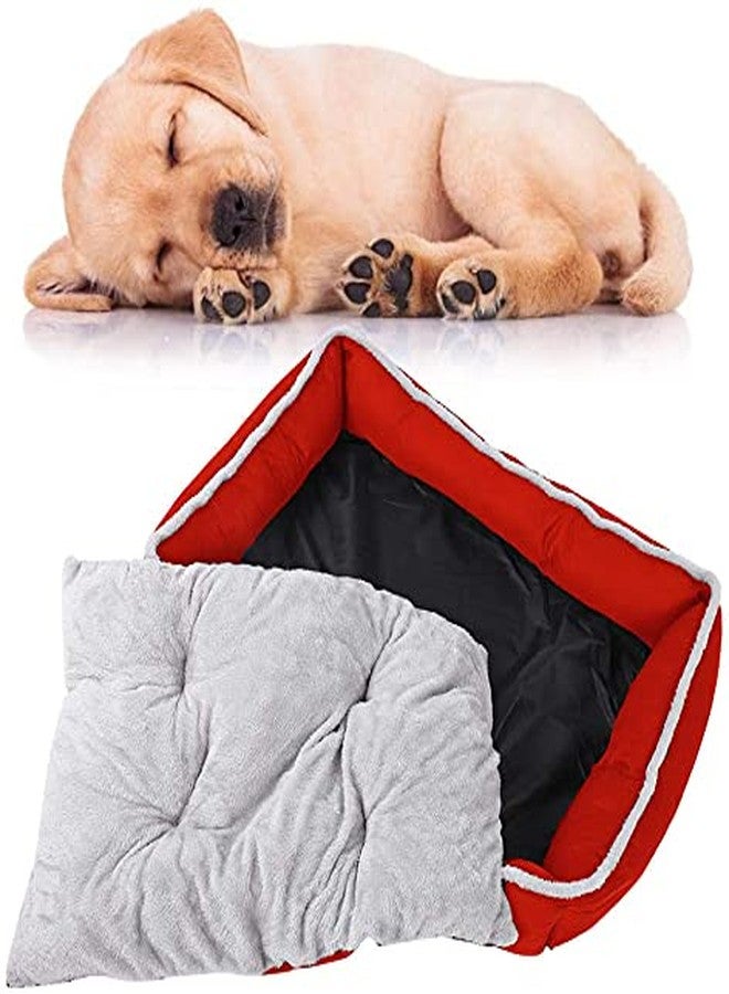 KOZI PET Soft Dog Bed Pet Sleeping Cushion Dogs & Cats House Warm Sofa Basket for Small, Medium and Large Pets, Durable (Small-Red) - Image 1