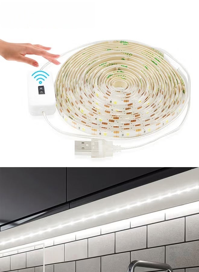 EETU 3M Motion Sensor Under Cabinet Lights Strip,Plug-in LED Strip Lights Indoor,Table Lamp Hand Wave Activated, Dimmer And Timer For Counter Shelf Showcase Stairway Bedroom Corridor,Warm White Light - Image 1