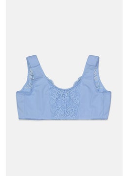 Tchibo Women Lace Non Padded Support Bra, Blue  - Image 2