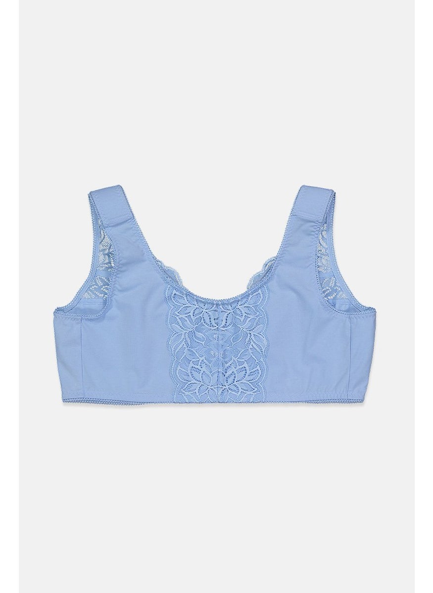 Tchibo Women Lace Non Padded Support Bra, Blue  - Image 2