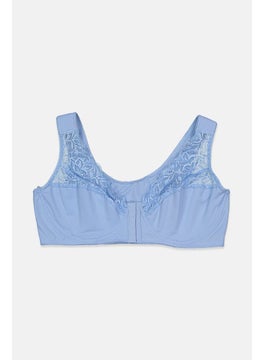 Tchibo Women Lace Non Padded Support Bra, Blue  - Image 1