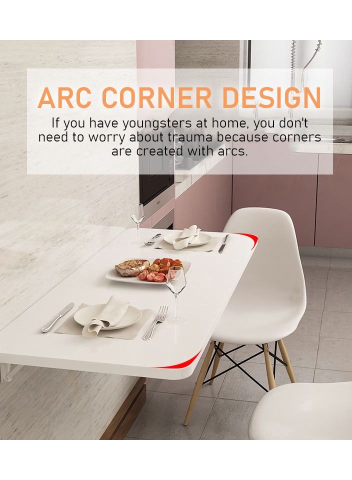 VITION Computer Wall Mount Stand Folding Wall-Mounted Drop-Leaf Table, Metal Folding Shelf Bench Table Bracket (40 X 100 cm) White - Image 4