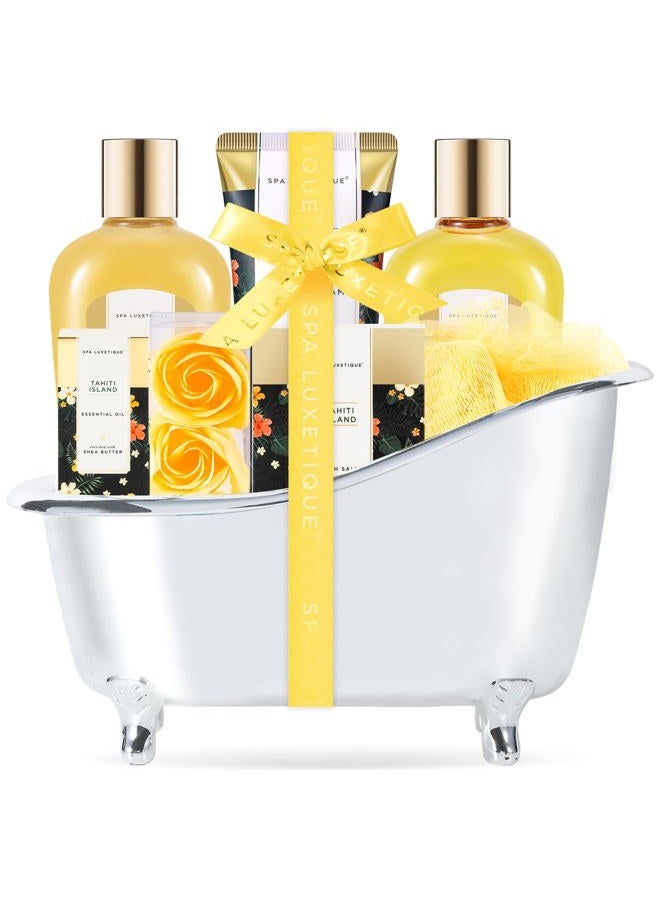 spa luxetique Spa Gifts Set, Spa Luxetique Spa Gift Baskets for Women, 8pcs Bath Set Includes Body Lotion, Bubble Bath, Bath Salt, Essential Oil - Image 1