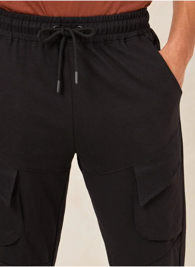 Styli Slim Fit Cargo Joggers with Drawstring