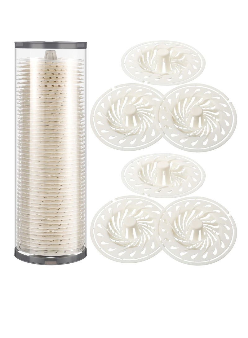 SYOSI 50 Pack Disposable Drain Hair Catcher Bathtub Drain Cover, Plastic Hair Trap Bathroom Accessories, Shower Drain Strainer Trap Suit for Bathroom Bathtub Kitchen Floor Tub Drain (White) - Image 1