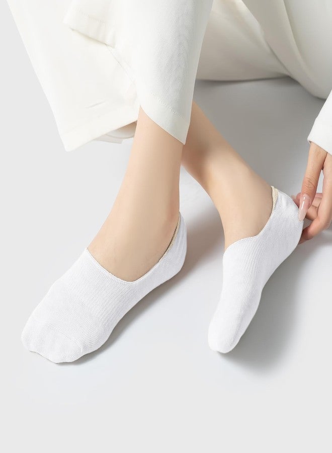 سونم بوتيك جوارب نسائية قصيرة من Sunm Boutique، غير ظاهرة، مانعة للانزلاق، ببطانة غير مرئية، جوارب كاجوال ورسمية، تصميم مسطح، 4 أزواج (أسود + لون البشرة + رمادي + أبيض، مقاس 8.5-11) - Image 5