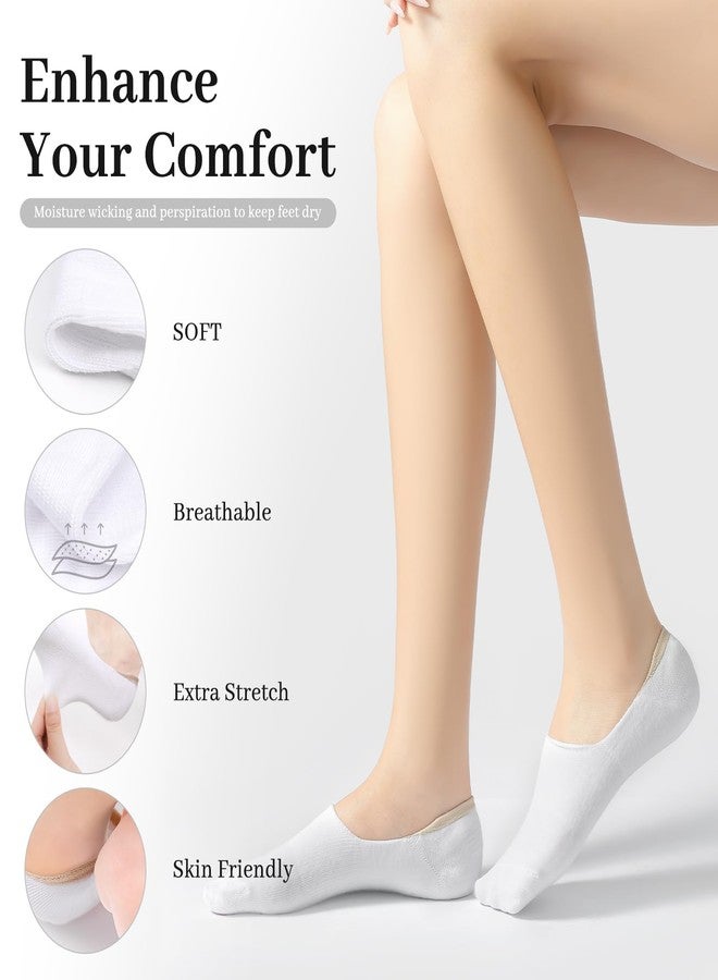 سونم بوتيك جوارب نسائية قصيرة من Sunm Boutique، غير ظاهرة، مانعة للانزلاق، ببطانة غير مرئية، جوارب كاجوال ورسمية، تصميم مسطح، 4 أزواج (أسود + لون البشرة + رمادي + أبيض، مقاس 8.5-11) - Image 2