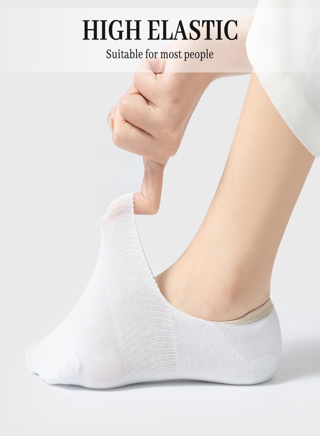 سونم بوتيك جوارب نسائية قصيرة من Sunm Boutique، غير ظاهرة، مانعة للانزلاق، ببطانة غير مرئية، جوارب كاجوال ورسمية، تصميم مسطح، 4 أزواج (أسود + لون البشرة + رمادي + أبيض، مقاس 8.5-11) - Image 3