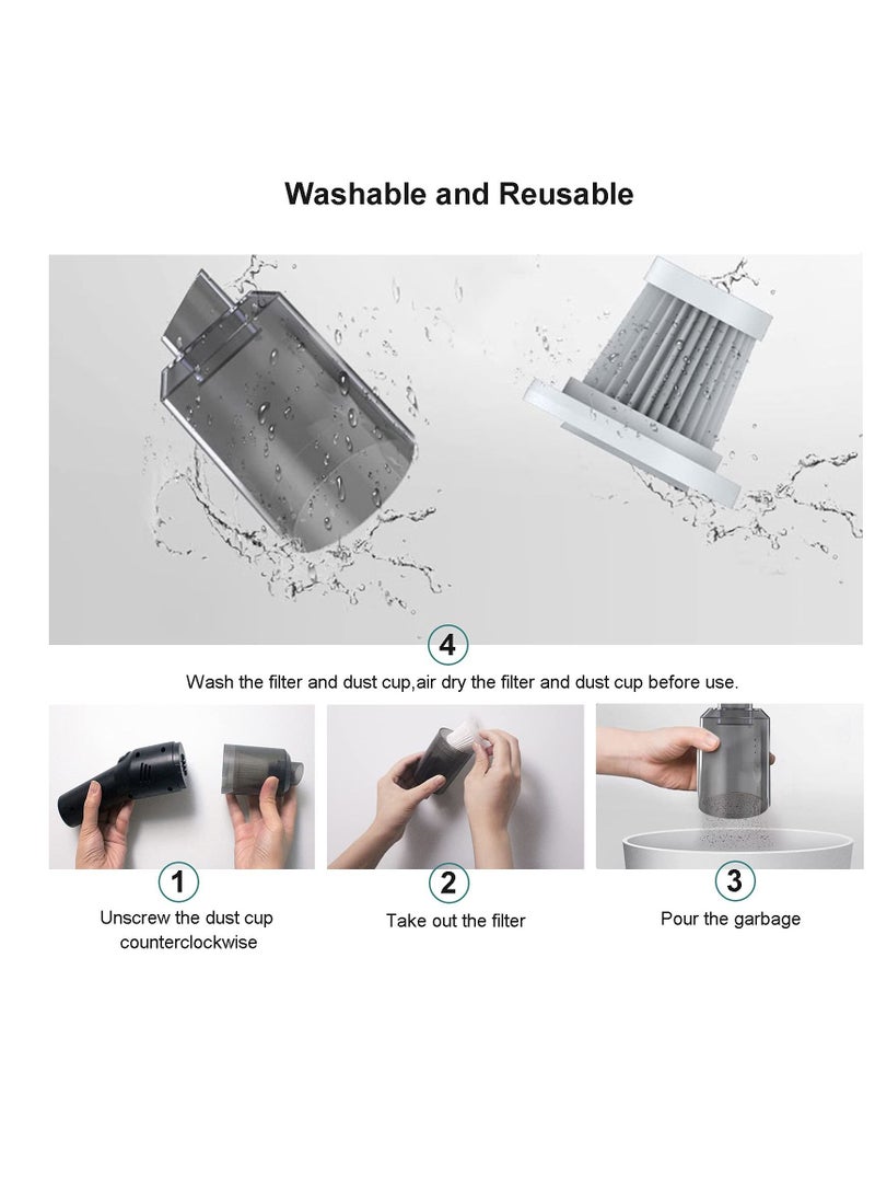 SYOSI - Portable Mini Car Vacuum Cleaner High Power Cordless(400g),Handheld Vacuum Cordless,Hand Vacuum Cordless Rechargeable,Handheld Vacuum Cleaner for Car/Desk V06 - Image 1