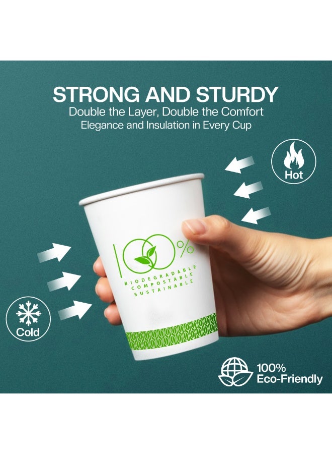 EcoEdge 8 Oz Disposable Double Wall Heavy-Duty Paper Cups (Pack of 25) | Light Weight, White Printed | Eco-Friendly, Elegant, Leakproof, Chemical Free | Ideal for All Occasions | 100% Sustainable - Image 5