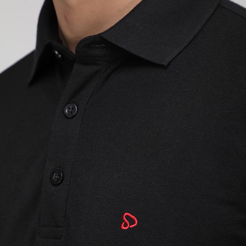 sporto Men's Solid Cotton Blend Polo T-Shirt | Wrinkle-Free | Black - Image 5