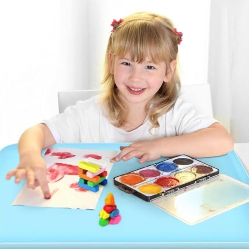 حصيرة فنية من السيليكون للحرف اليدوية، لوحة مقاس 60.96 سم × 40.64 سم مع جوانب مرتفعة لتبقى مرتبة، سجادات الطلاء المصنوعة من الطين والراتنج والسلايم وصناعة المجوهرات وإبداع الحرف اليدوية باللون الأزرق - Image 2