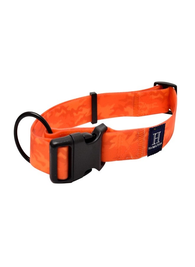 Hamilton Adjustable Waterproof Dog Collar, Orange Camouflage, Sm/Md - Image 1