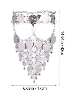 Excefore Lady Face Veil Belly Dance Jewelry Coin Face Veil Chain for Cosplay Dance Play Accessories  - Image 2