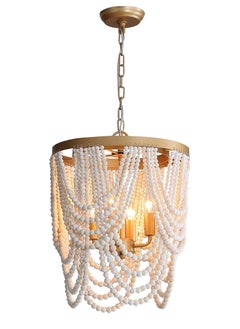 White Wooden Beads Chandelier Diameter 38cm Height 46cm 4 Lights - pzsku/Z71AC093E5BD9BB34F2EBZ/45/_/1704369061/b7762e76-1a2b-4789-bf10-484dfab223f2