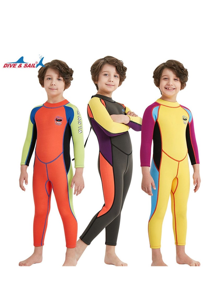 DIVE & SAIL 3Pcs Children's Wetsuit 2.5mm One-piece Thickened Warm Swimsuit Long-sleeved Cold Swimsuit Multicolour 