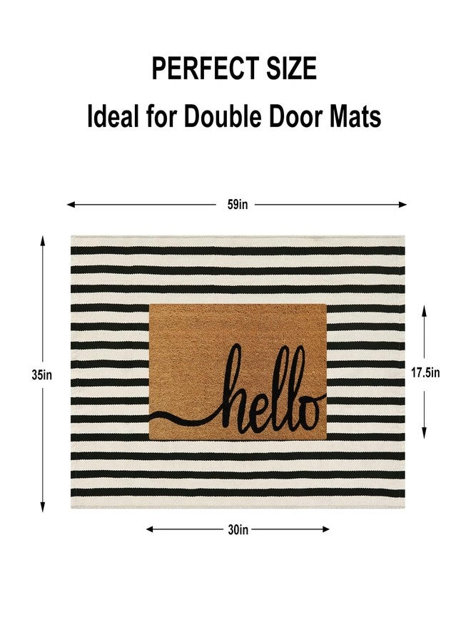 Sungea Striped Outdoor Rug 3'x5', Cotton Hand Woven Rug Fall Front Door Mat,Washable Reversible Layered Door Mats, Foldable Front Porch Rug for Entryway/Home Entrance/Farmhouse(Black and Tan) - Image 4