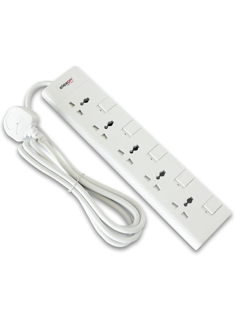 elexon 5 Way Universal Power Extension Socket 13A White 5M - Image 2