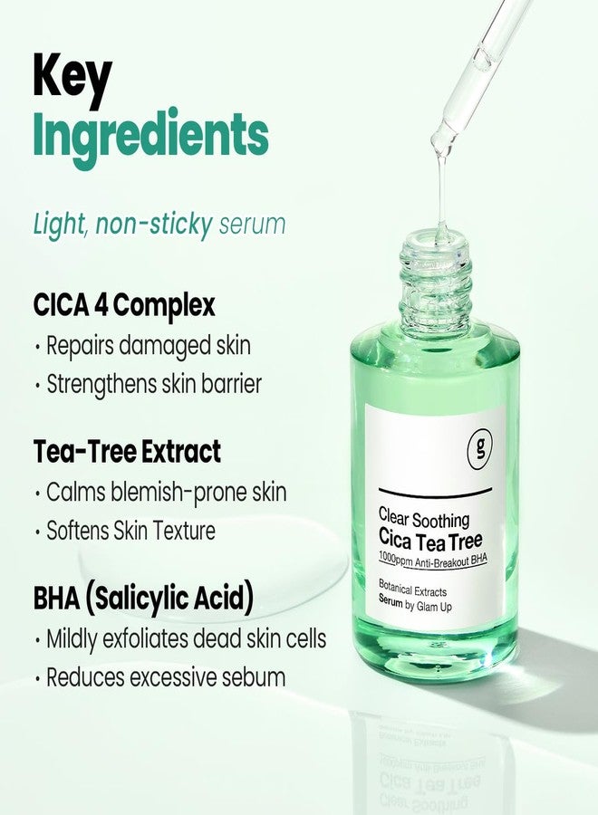 GLAM UP CICA Tea Tree serum Double Shot 30ml(1.12 Fl Oz) With HYALURON+BHA Calming Booster Acne Treatment Tea Tree Oil & Niacinmid for Acne Blackhead Treatment, Sensitive Skin Care - Image 4