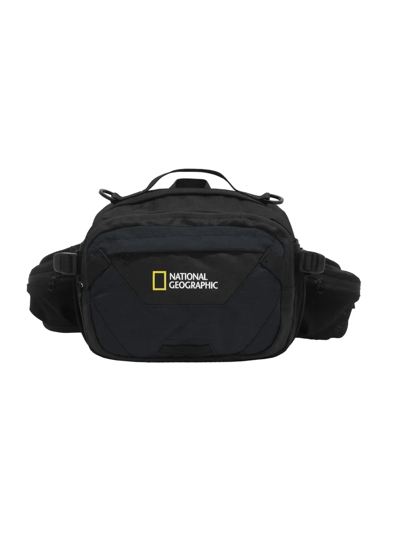 ناشيونال چيوغرافيك National Geographic DESTINATION Waist Bag Black, Durable Water Resistant Polyester RFID Pocket Hip Bag/Belt Bag For Men Women Hiking Trekking Camping Outdoor Travel