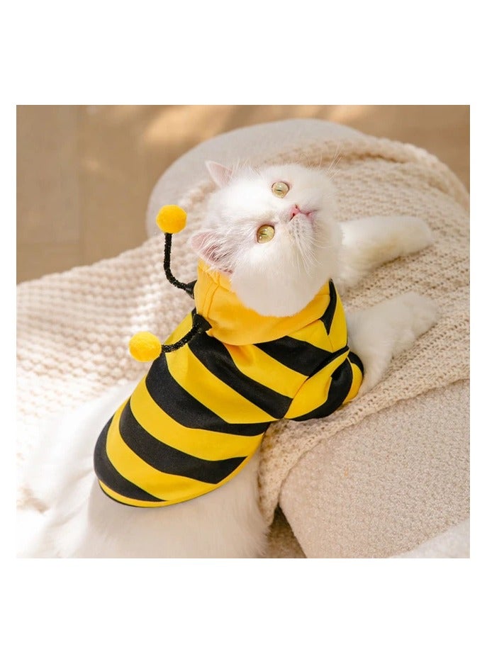 A.M Dog Bee Costumes Yellow Bumblebee Pet Hoodies for Small Dog Winter Cat Clothes Hooded Puppy Sweatshirt for Cat Kitten Chihuahua - Image 1