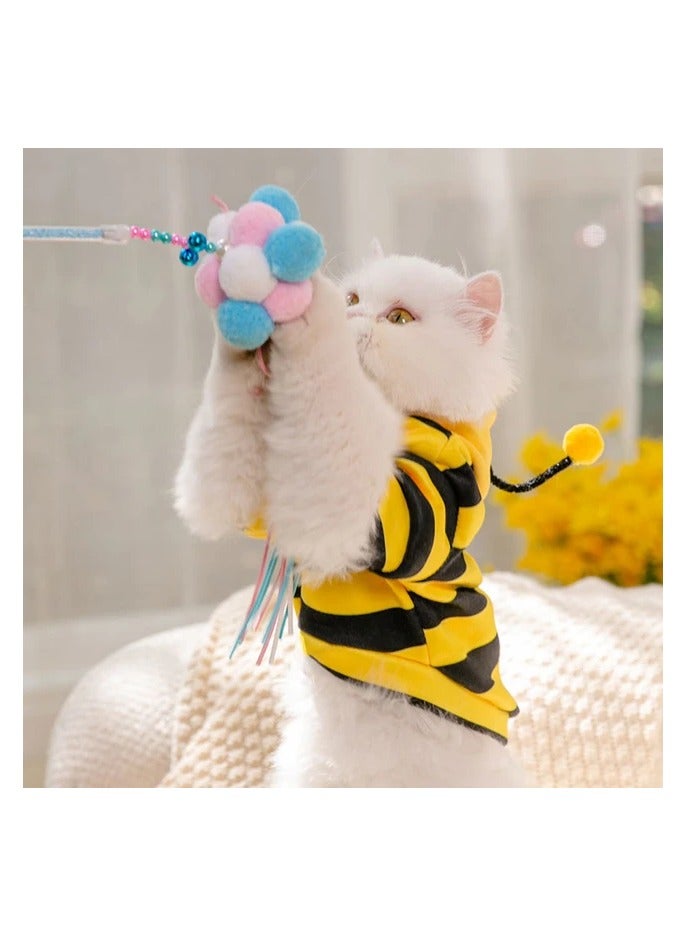 A.M Dog Bee Costumes Yellow Bumblebee Pet Hoodies for Small Dog Winter Cat Clothes Hooded Puppy Sweatshirt for Cat Kitten Chihuahua - Image 3