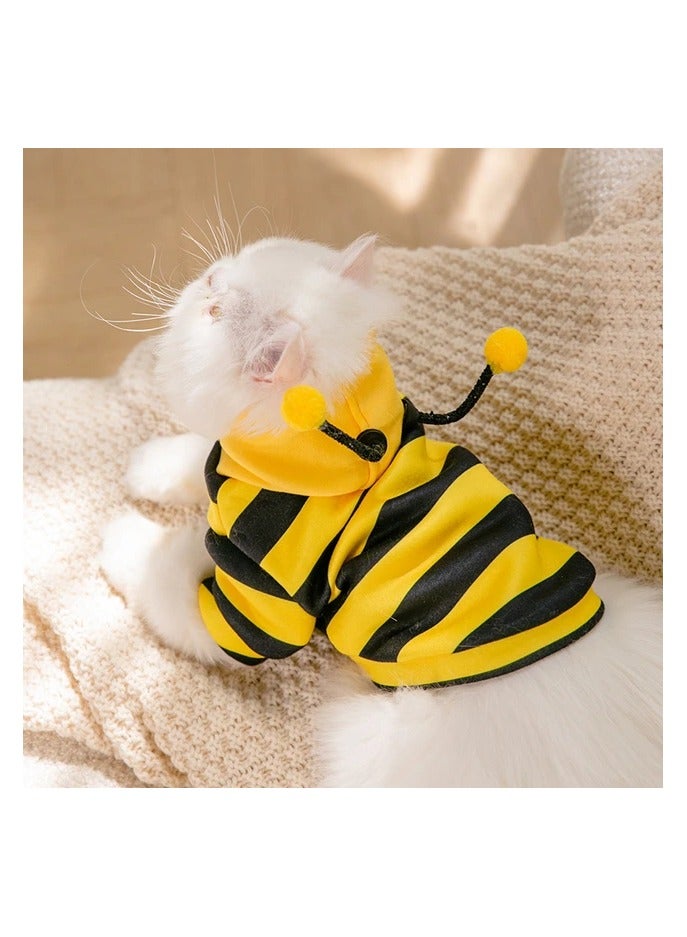 A.M Dog Bee Costumes Yellow Bumblebee Pet Hoodies for Small Dog Winter Cat Clothes Hooded Puppy Sweatshirt for Cat Kitten Chihuahua - Image 2