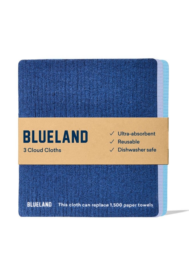 BLUELAND Cloud Cloth, 3-Pack, Reuseable Paper Towel Replacement, Natural Swedish Dish Kitchen Sponge - Image 1