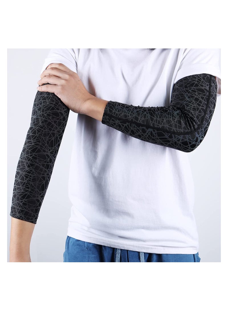 SYOSI Men Rainbow Reflective Sleeves Compression Arm Sleeves Holographic Glowing Night Casual Sleeves Size M - Image 4