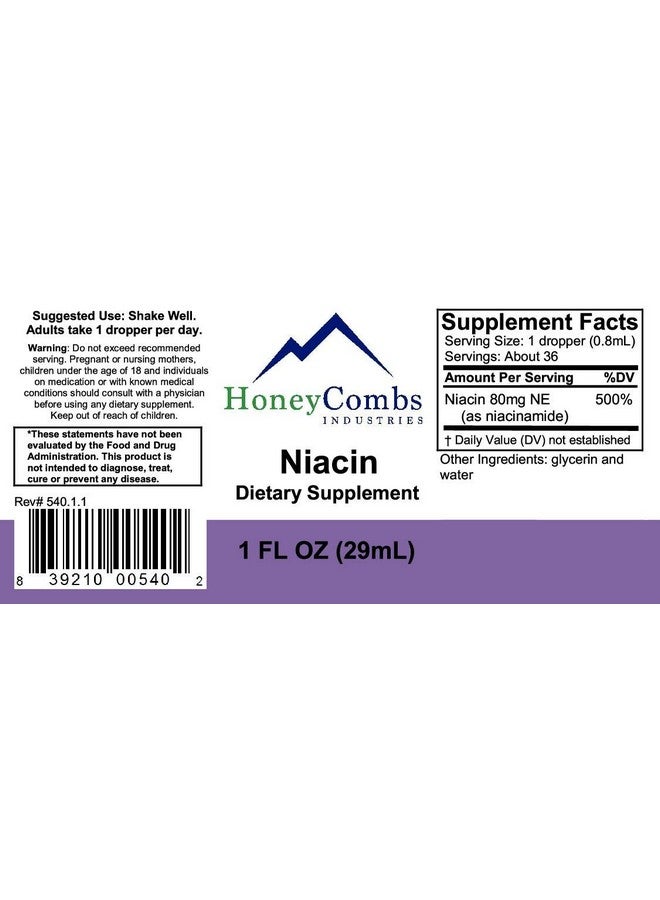HoneyCombs Vitamin B3 Niacin Supplement Liquid Drops - High Potency Vitamin B3 Liquid Drops for Men & Women - Maintain Digestive System, Skin, Tongue, Energy and More - Vegan Niacin Drop (8 Fl oz) - Image 2