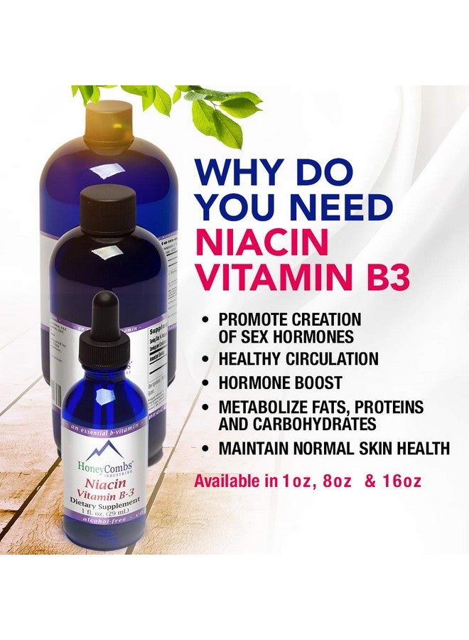 HoneyCombs Vitamin B3 Niacin Supplement Liquid Drops - High Potency Vitamin B3 Liquid Drops for Men & Women - Maintain Digestive System, Skin, Tongue, Energy and More - Vegan Niacin Drop (8 Fl oz) - Image 4