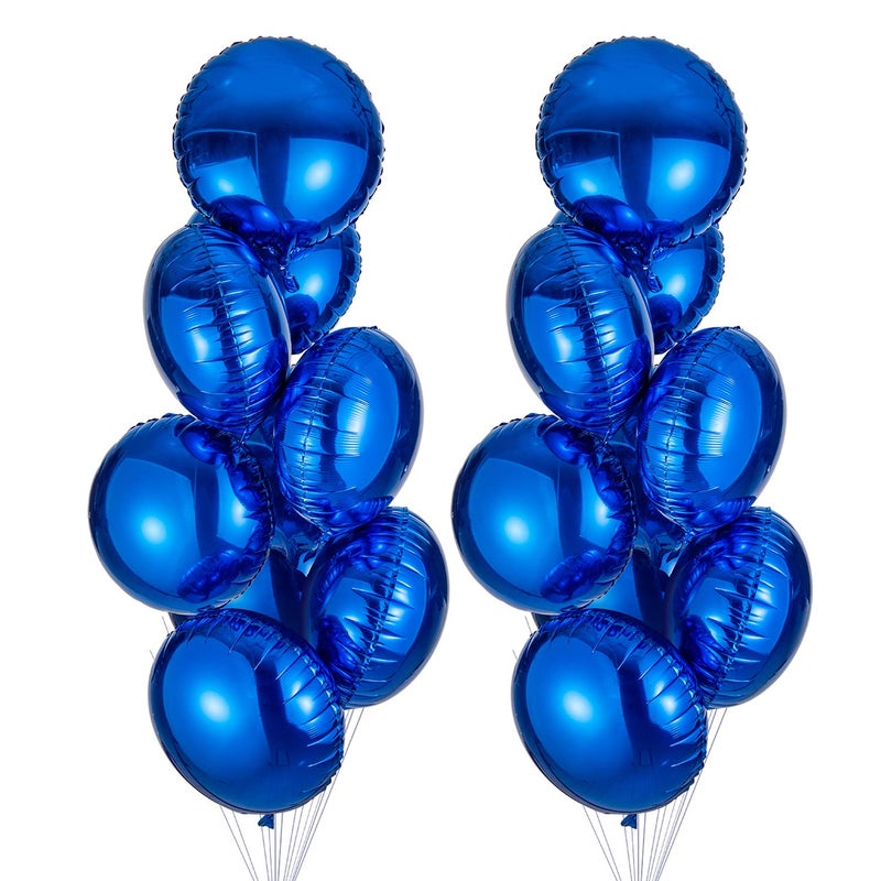 18 Blue Round Shaped Foil Balloons Mylar Helium Balloons for Birthday Party Wedding Baby Shower Decorations Pack of 20