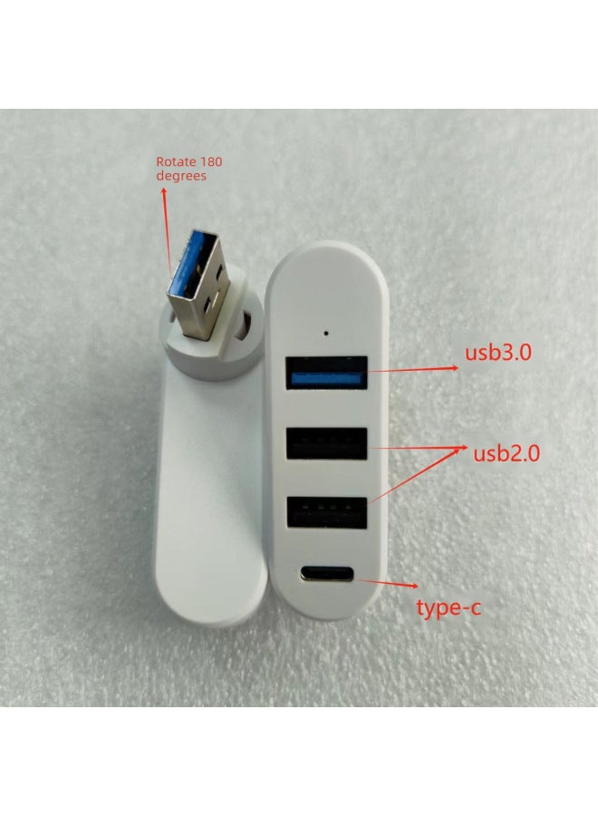 3-port 2.0hub Rotating 180-degree Slitting Line High-speed Download Mobile Hard Disk-Number Of Interfaces:Rotating White Bare Metal Bag Packaging  - Image 2