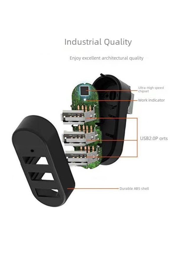 3-port 2.0hub Rotating 180-degree Slitting Line High-speed Download Mobile Hard Disk-Number Of Interfaces:Rotating White Bare Metal Bag Packaging  - Image 3