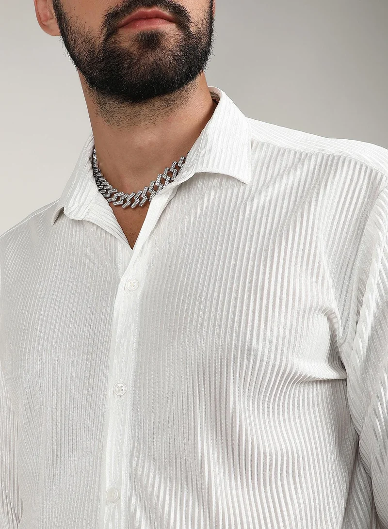 Campus Sutra Pleat-Creased Shirt