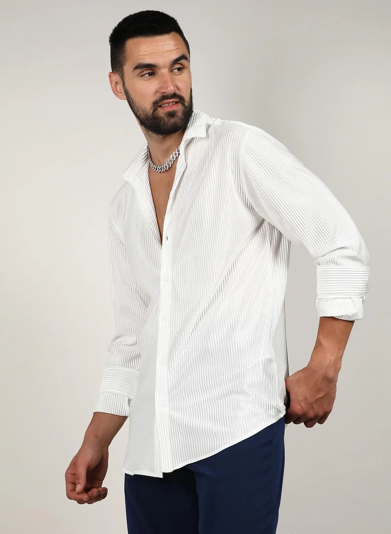 Campus Sutra Pleat-Creased Shirt