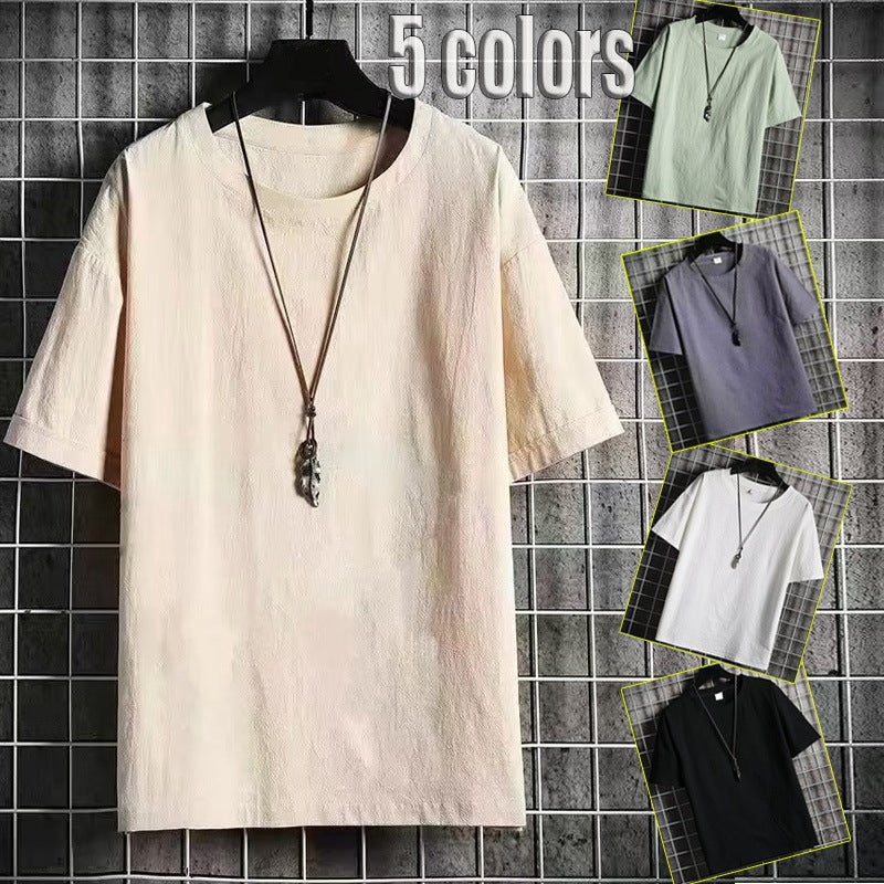 Large Size Ice Silk Ant Zou Short-Sleeved T-Shirt Men'S Summer Thin Solid Color Daily Half-Sleeved T-Shirt Multi-Piece Hair - Image 2