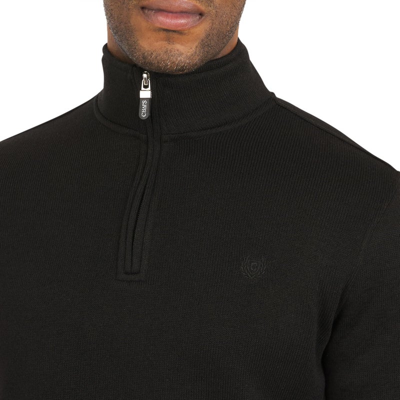 Chaps Men's Regular Fit Long Sleeve Midweight Quarter Zip Fleece Pullover Sweater, American Black, Large - Image 2