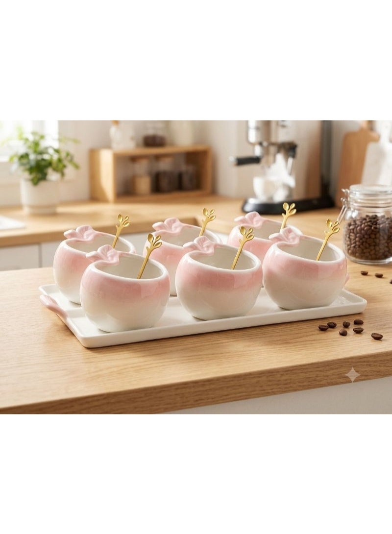 6-Piece Porcelain Bowl Set + 6 Spoons + Porcelain Serving Tray - Image 2