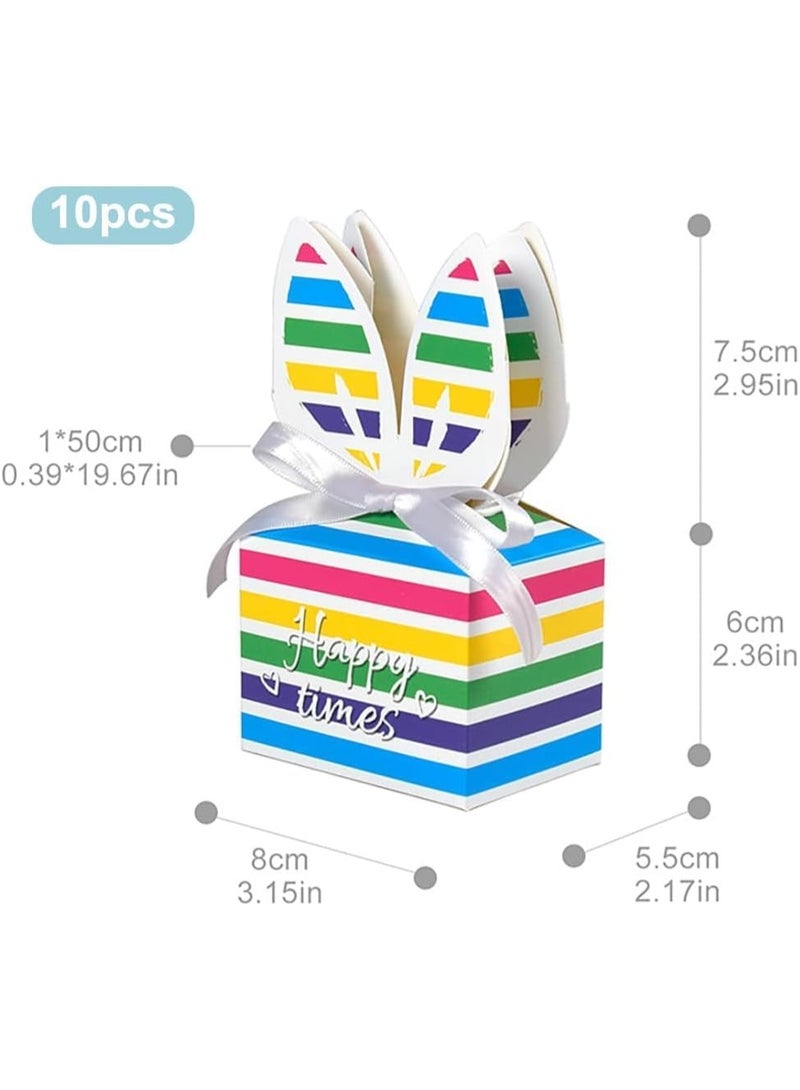 10 PCS Easter Bunny Paper Candy Boxes, Egg-Shaped Gift Boxes with Handle for Kids Party Favors u0026 Classroom Decor - Image 2