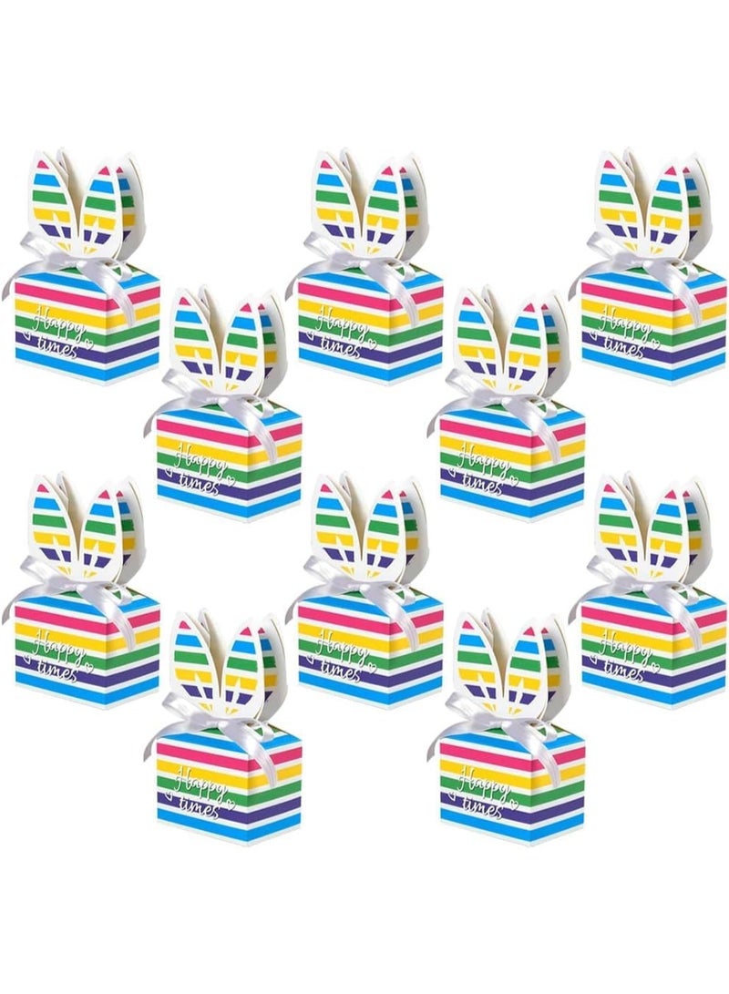 10 PCS Easter Bunny Paper Candy Boxes, Egg-Shaped Gift Boxes with Handle for Kids Party Favors u0026 Classroom Decor - Image 1