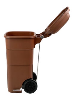 Generic Outdoor Trash & Garbage Bin | Functional Waste Bin | Durable Plastic Finish | Rubber-Wheeled & Mobile | Suitable For Outdoor Areas, Villas, Malls, Restaurants, & More | 120 Liters | Brown  - Image 2