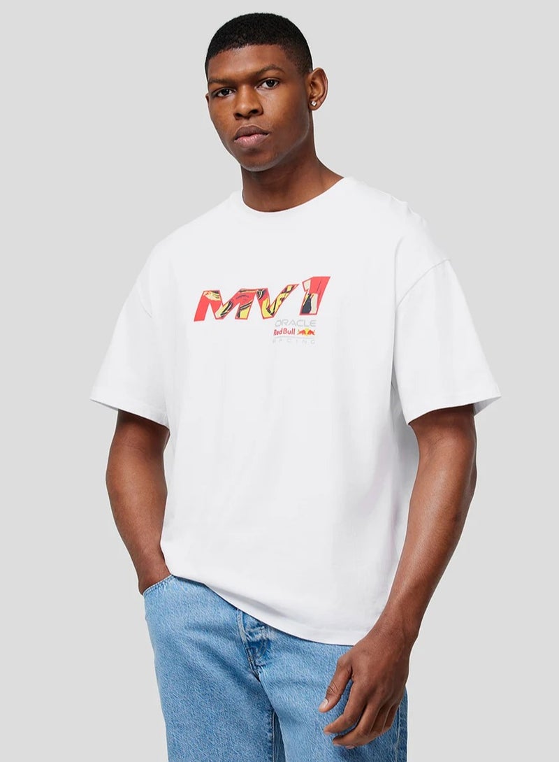 Red Bull Racing Max Verstappen Pop Art Oversized T-Shirt - Image 1