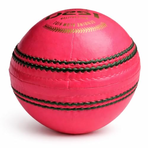 KHELSPACE KS-20 Pink Leather Cricket Ball - Hand-Stitched for Match Play and Training, Premium Durability - Image 3