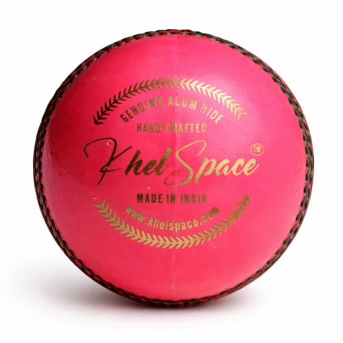 KHELSPACE KS-20 Pink Leather Cricket Ball - Hand-Stitched for Match Play and Training, Premium Durability - Image 2